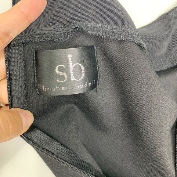 SB BY SHERI BODELL Black Sheer Panel V-Neck Bodysuit Sz S - Picture 8 of 8